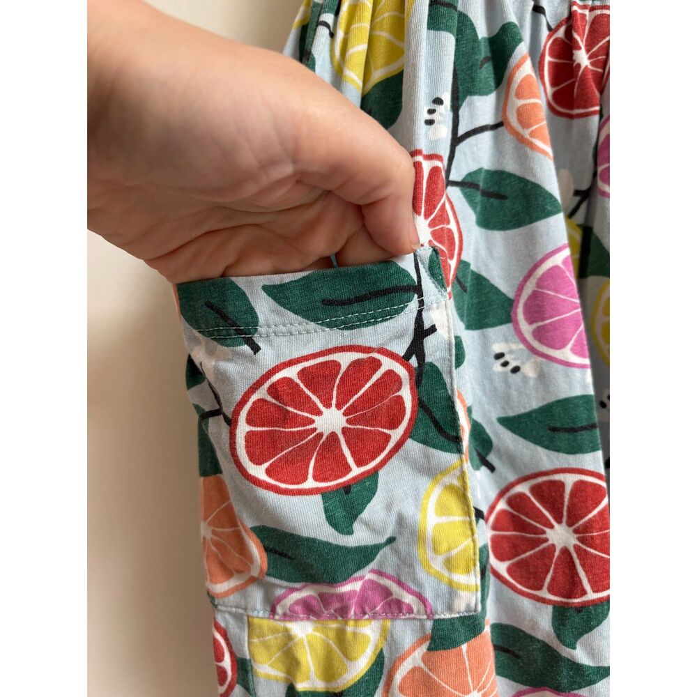 Hanna Andersson Blue Citrus Fruit Dress Kids 100% Cotton Pocket Skater 110cm 5 5 - Picture 3 of 7